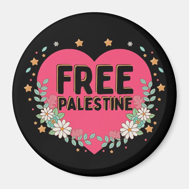 Imán diseño gráfico de corazón palestino lindo (Frente)