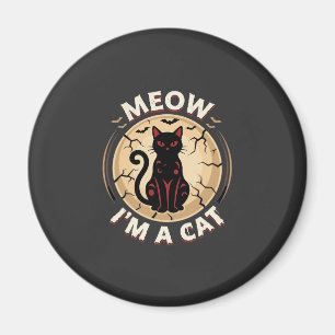 Imán Diseño Gráfico de Gato Meow Halloween_1