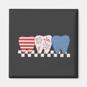 Imán Diseño gráfico de tres dientes 4 de julio