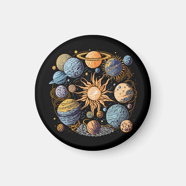 Imán Diseño gráfico del sistema solar (Frente)