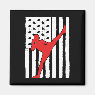 Imán Diseño Gráfico Tema Muay Thai Bandera Americana Ki