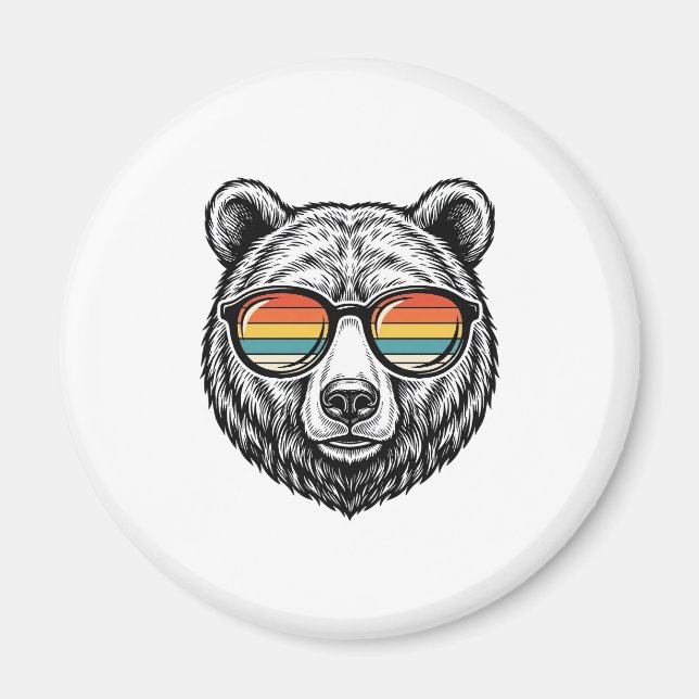 Imán Diseño gráfico vectorial de gafas de sol de oso vi (Frente)