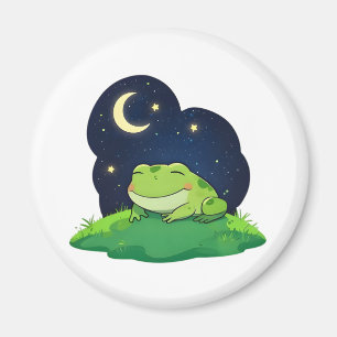 Imán Diseño Kawaii de Rana Observando las Estrellas