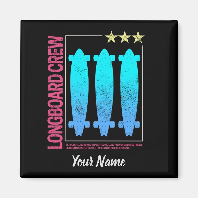 Imán Diseño longboard Olli vintage para patinadores (Frente)