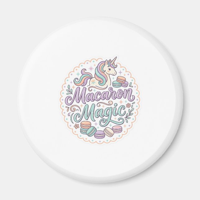 Imán Diseño Mágico de Macaroon de Unicornio Caprichoso  (Frente)