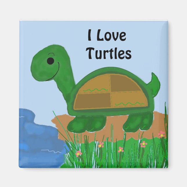 Imán Diseño Me Encantan las Tortugas (Frente)