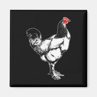 Imán Diseño minimalista de gallo de granja vintage _4