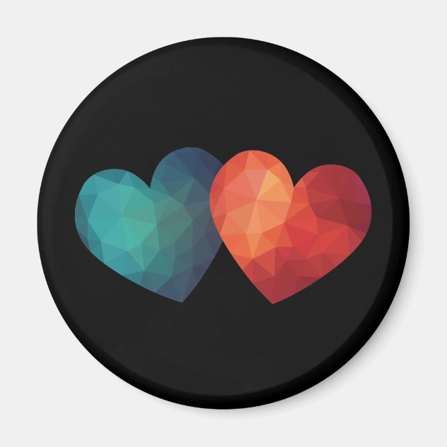 Imán Diseño moderno de corazones azules y rojos (Frente)