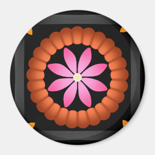Imán Diseño moderno de flores sobre fondo negro