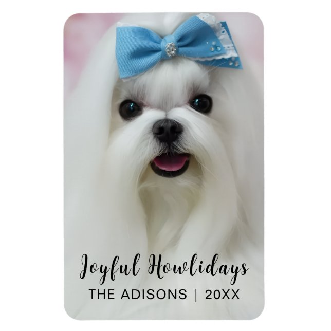 Imán Diseño moderno de Navidad para perros con cachorro (Vertical)