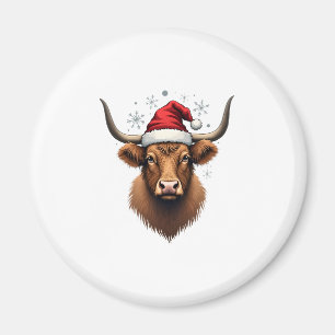 Imán Diseño Navideño de Vaca de las Highlands Vintage c
