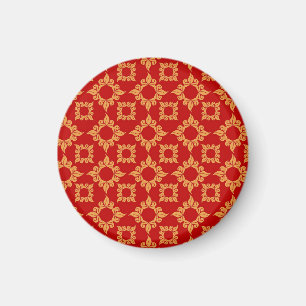 Imán diseño ornamental rojo y dorado