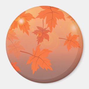Imán Diseño otoñal con hojas de arce y efecto bokeh