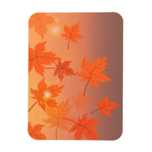 Imán Diseño otoñal con hojas de arce y efecto bokeh