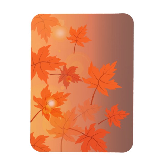 Imán Diseño otoñal con hojas de arce y efecto bokeh (Vertical)