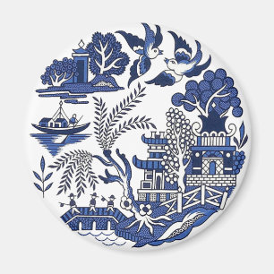Imán Diseño panorámico azul clásico