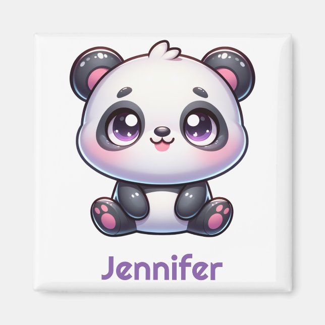 Imán Diseño personalizado de Kawaii Panda Adorable (Frente)