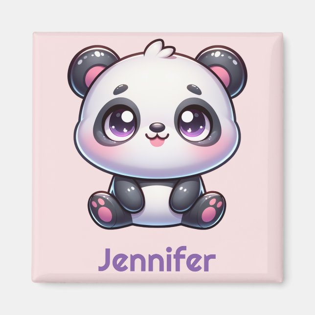 Imán Diseño personalizado de Kawaii Panda Adorable (Frente)