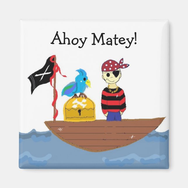 Imán Diseño Pirata Ahoy Matey (Frente)