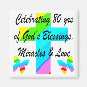 IMÁN DISEÑO RELIGIOSO PERSONALIZADO 80º CUMPLEAÑOS