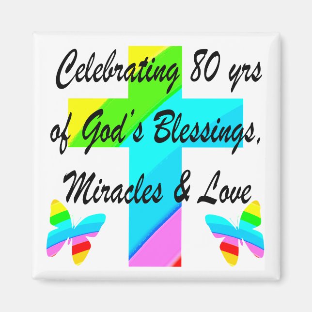 IMÁN DISEÑO RELIGIOSO PERSONALIZADO 80º CUMPLEAÑOS (Frente)