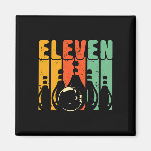 Imán Diseño Retro de Bolos Cumpleaños 11 Cumpliendo 11