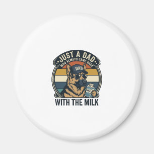Imán Diseño Retro de Camiseta de Leche de Pastor Alemán