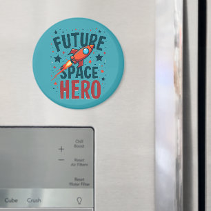 Imán Diseño Retro de Nave Espacial para Futuro Héroe Es