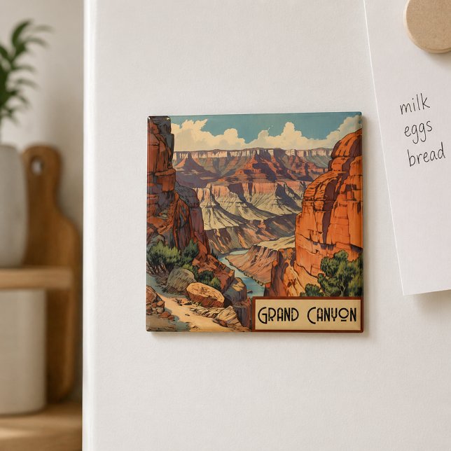Imán Diseño Retro de Viajes del Gran Cañón (Subido por el creador)
