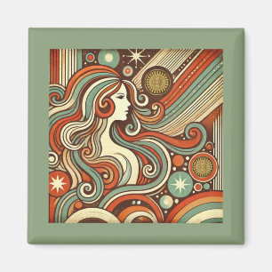 Imán Diseño retro de Virgo Zodiac Magnet