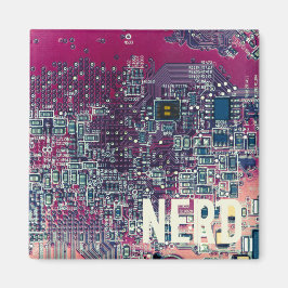 Imán Diseño retro nerd de la tarjeta de circuito rojo