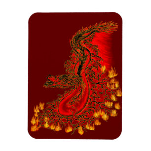 Imán Diseño rojo y dorado de China Dragon