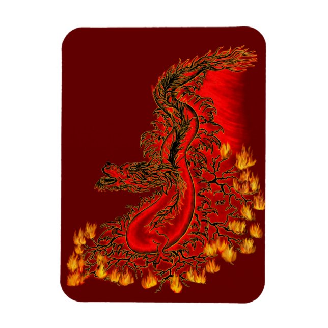 Imán Diseño rojo y dorado de China Dragon (Vertical)