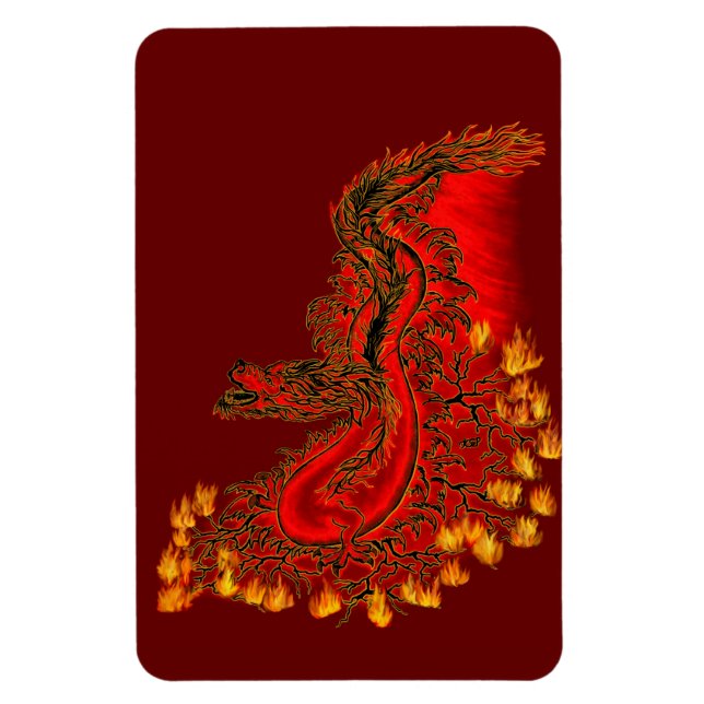 Imán Diseño rojo y dorado de China Dragon (Vertical)