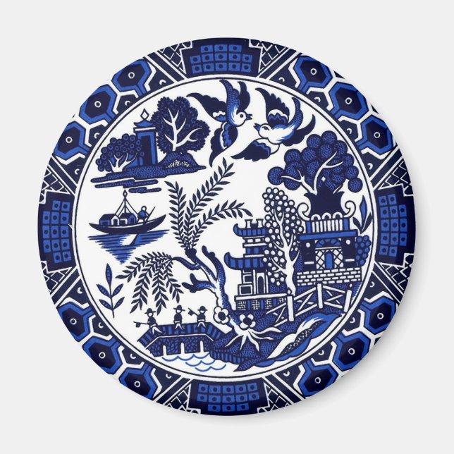 Imán Diseño salvaje azul y blanco de China (Frente)