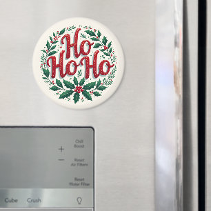 Imán Diseño tipográfico de corona de Navidad Ho Ho Ho