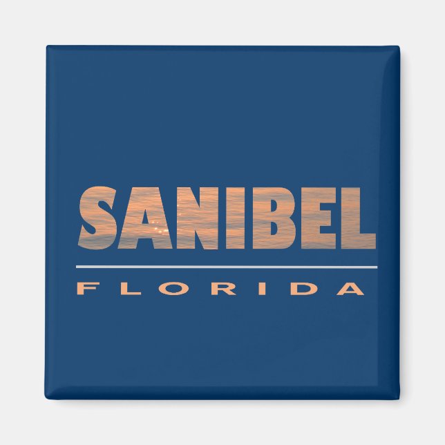 Imán Diseño tipográfico de la Isla Sanibel Florida (Frente)