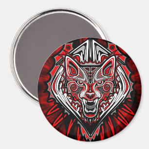 Imán Diseño Totémico Tribal Lobo Haida