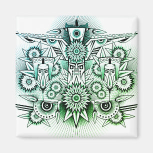 Imán Diseño tribal con tinte verde