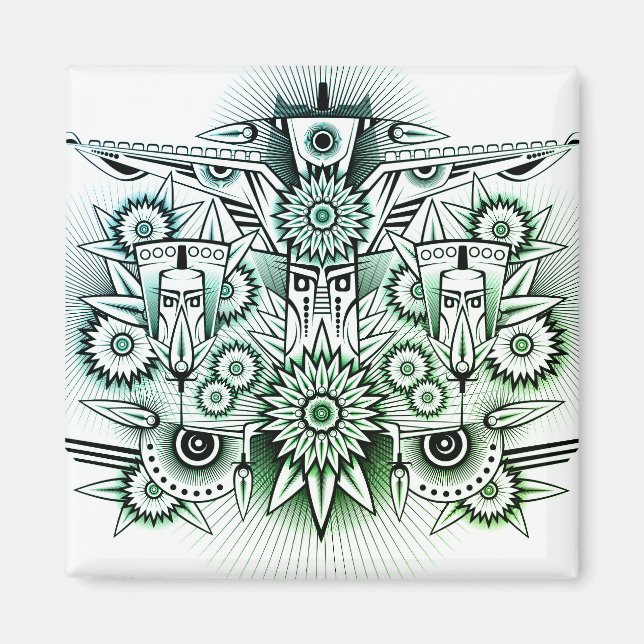 Imán Diseño tribal con tinte verde (Frente)