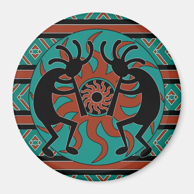 Imán Diseño tribal del sudoeste de Kokopelli (Frente)