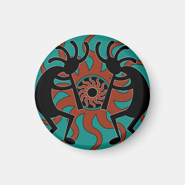 Imán Diseño Turquoise Sudoeste Kokopelli (Frente)