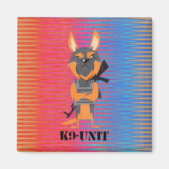 Imán Diseño unitario de perro K9, Personalizado pastor  (Frente)