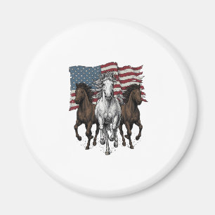 Imán Diseño vectorial de caballos corriendo patrióticos