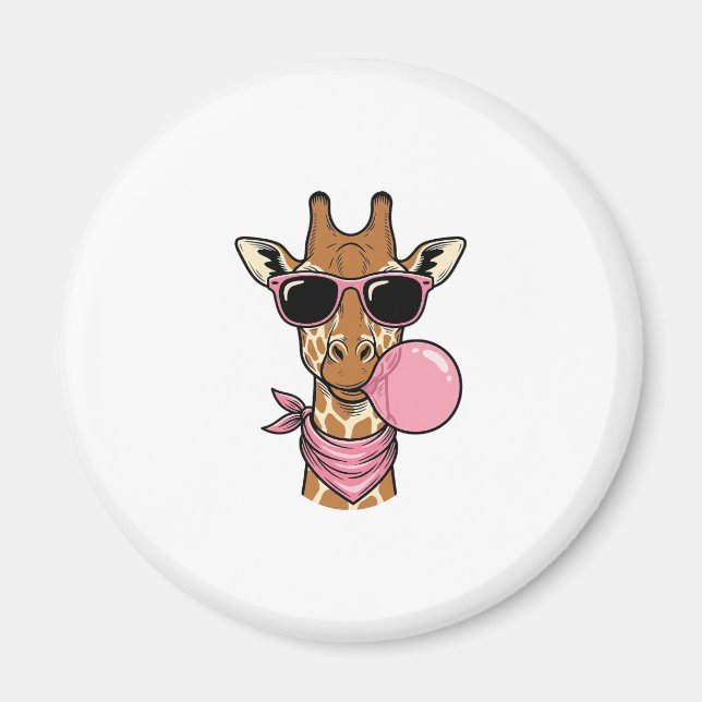 Imán Diseño vectorial de chicle de jirafa con grabado v (Frente)