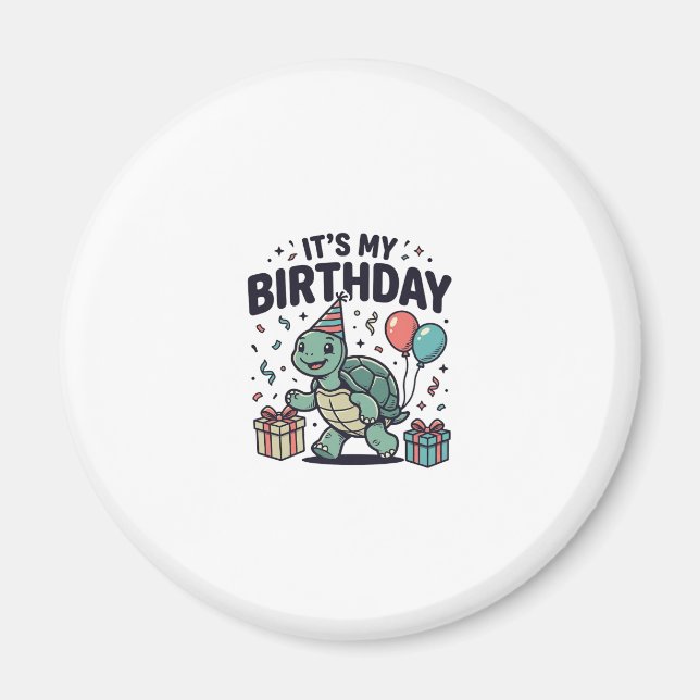 Imán Diseño vectorial de fiesta de cumpleaños de tortug (Frente)
