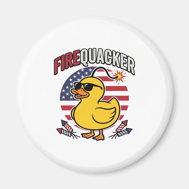 Imán Diseño vectorial de fuegos artificiales de pato pa (Frente)