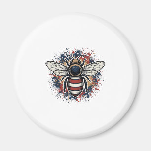Imán Diseño vectorial de grabado vintage de abeja patri