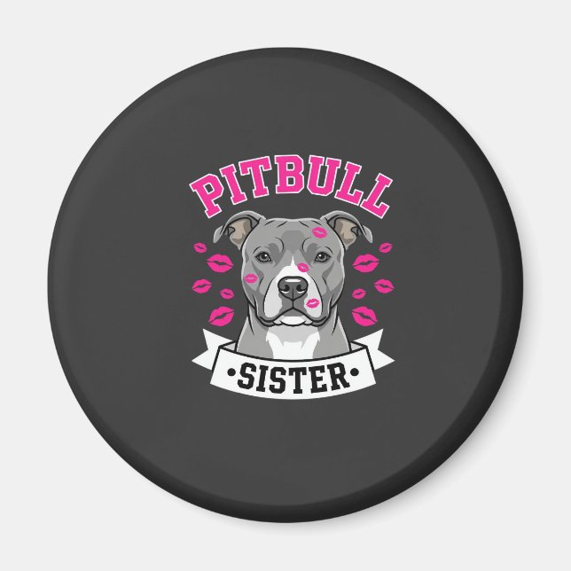 Imán Diseño Vectorial de Hermana Amante de Pitbull (Frente)