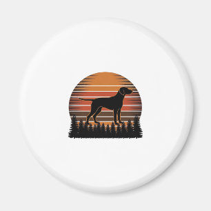 Imán Diseño vectorial de perro de caza vintage atardece